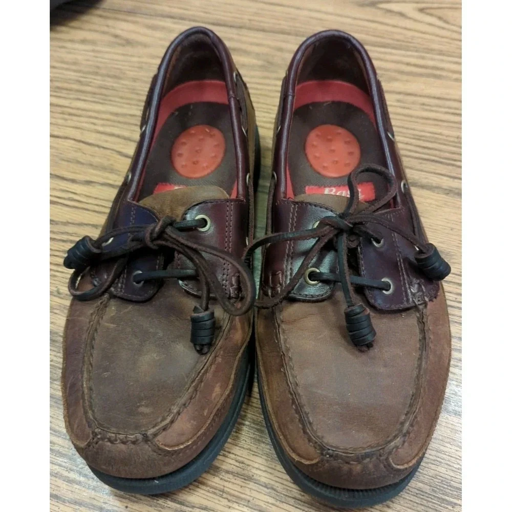 Bass Boat Shoes Mens 9 M Harry II Casual Loafers 1670 Brown Leather Lace Up Shoe